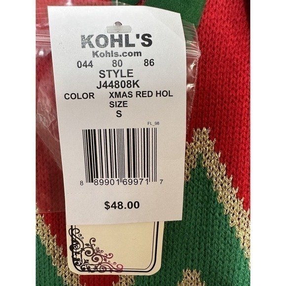 It’s Our Time Holiday Sleeveless Jumpsuit Size Small Red green White Bells Bow - Picture 8 of 16